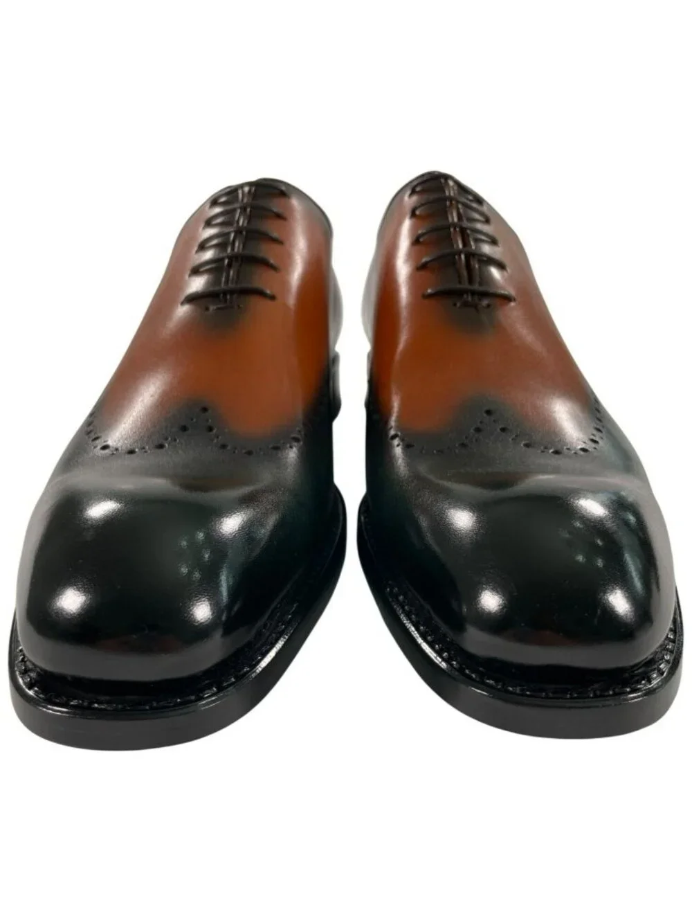 UGo Vasare Williams Green/Caramel Calfskin Oxford Shoes W/Dust Bags Men's Size 8